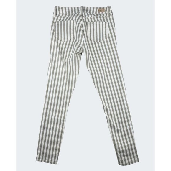 Paige Verdugo Ankle Skinny Jeans Womens Gray/White Striped Stretch Size 26 - Picture 4 of 16